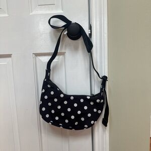 BAGGU small nylon crescent bag black polka dot